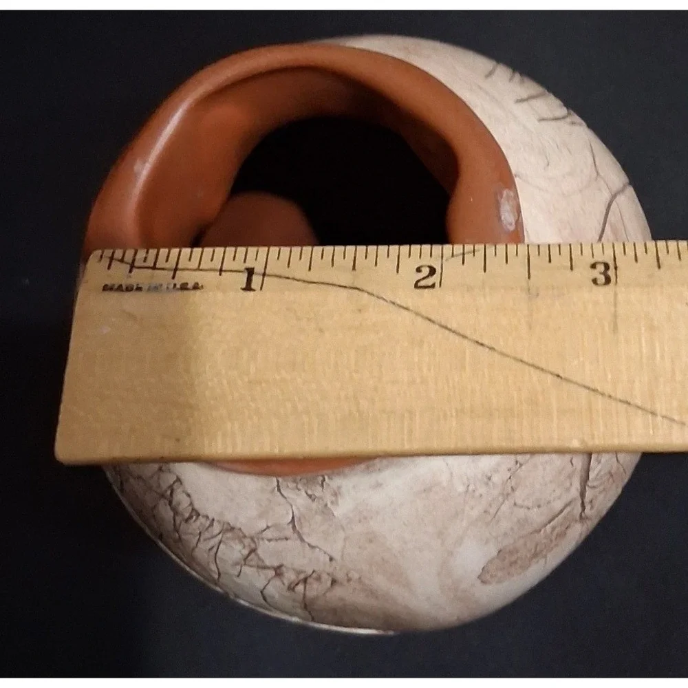 Getty Signed Studio Pottery Vase Incised Leaf Grass Earthy Terracotta 5.5 Inch